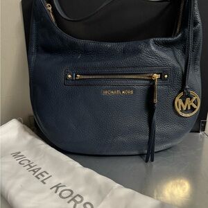 Michael Kors Navy Blue Leather Shoulder Bag